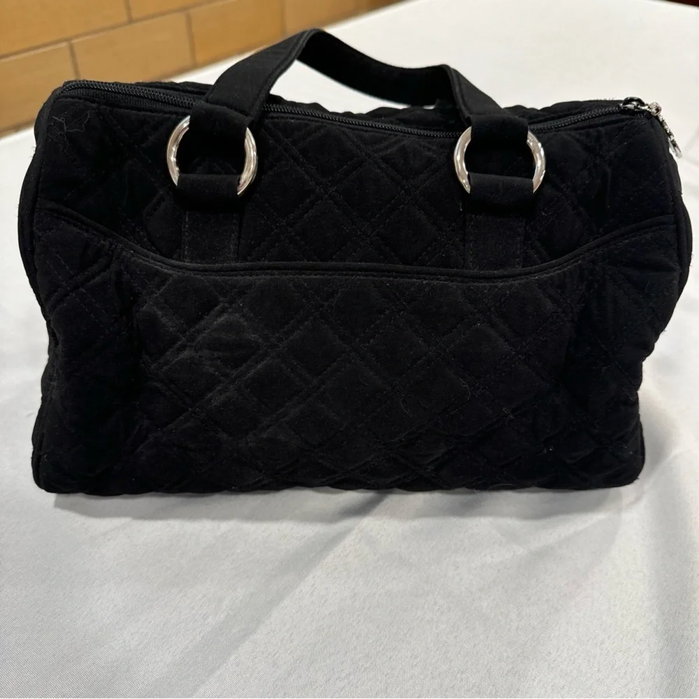 Vera Bradley black cargo microfiber satchel